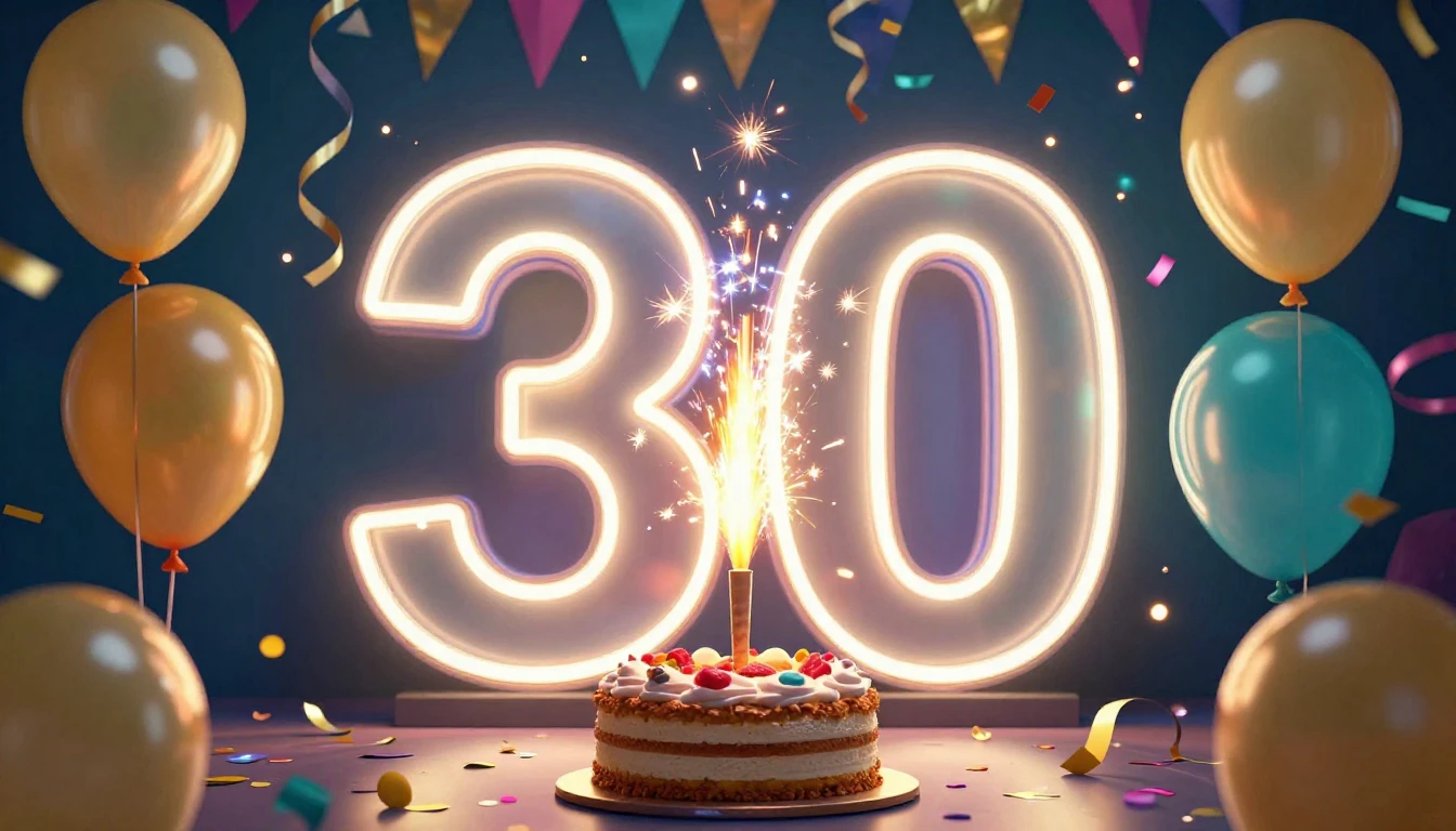 A vibrant and colorful birthday celebration scene centered a...