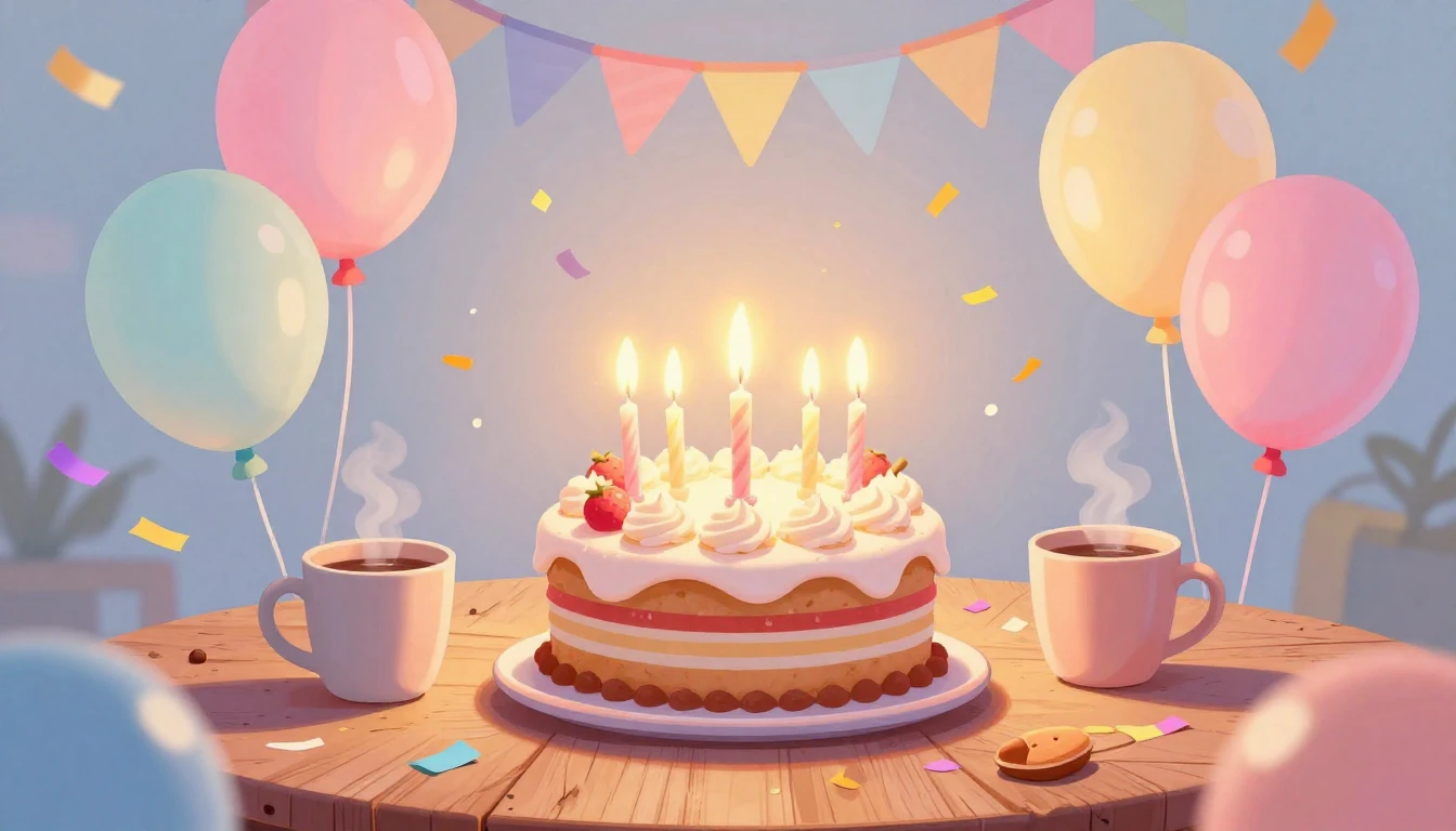 A vibrant and joyful digital art illustration representing a...