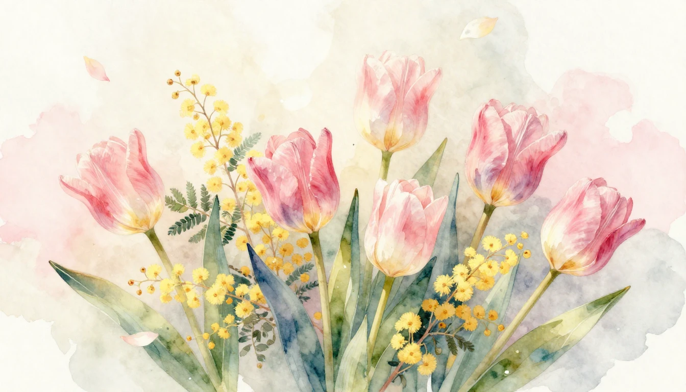 A beautiful watercolor painting of delicate spring flowers l...