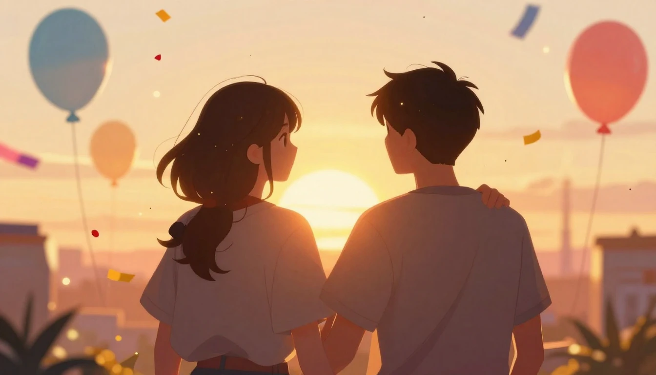 A vibrant and heartwarming digital art illustration represen...