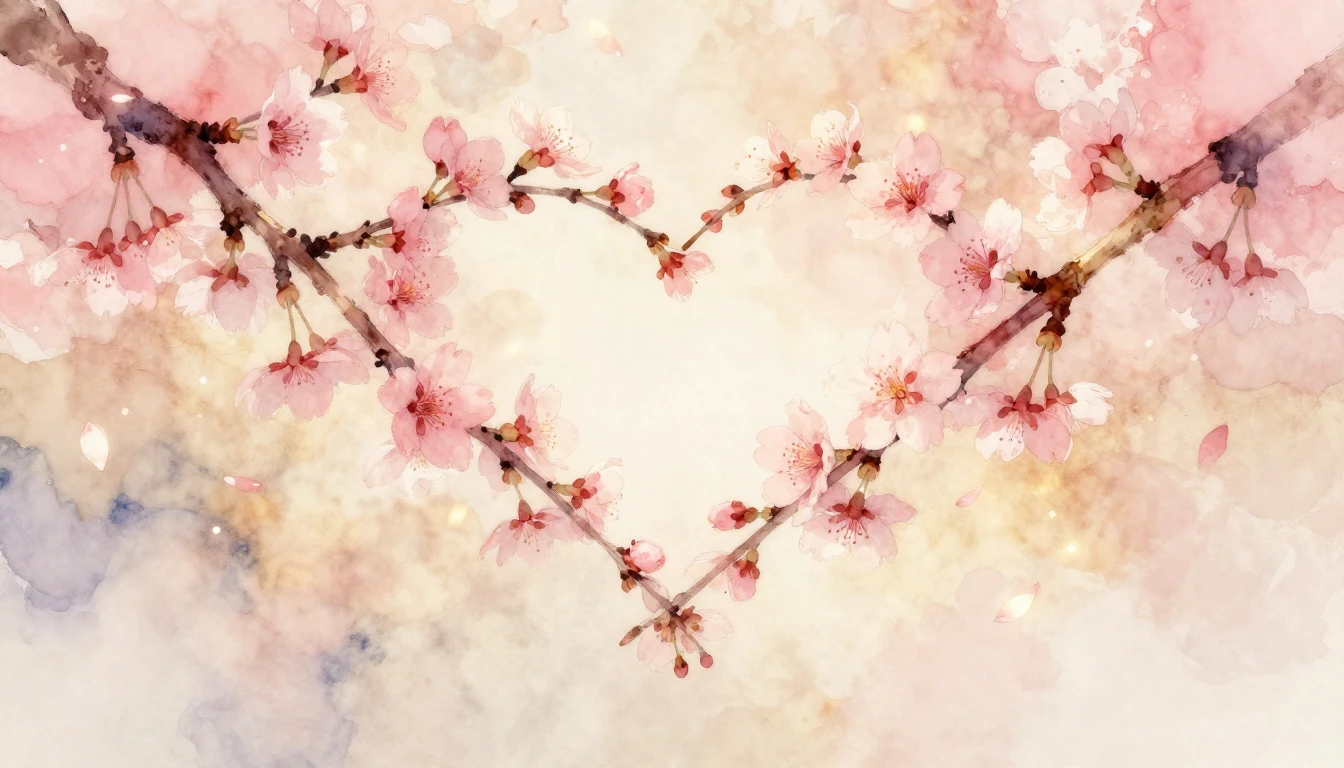 A beautiful and delicate watercolor painting of two intertwi...