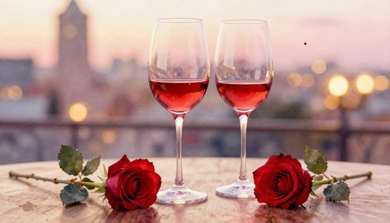 A beautiful watercolor painting of two elegant wine glasses ...