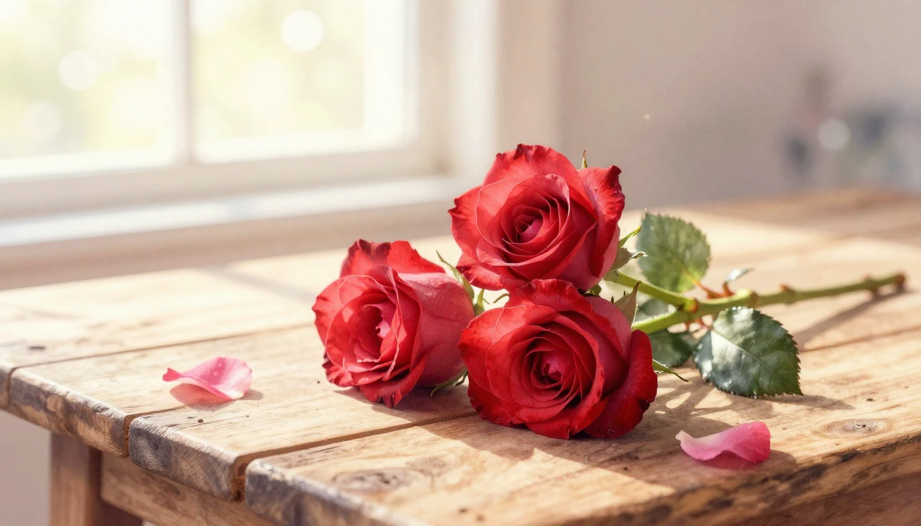 A beautiful watercolor painting of two delicate red roses in...