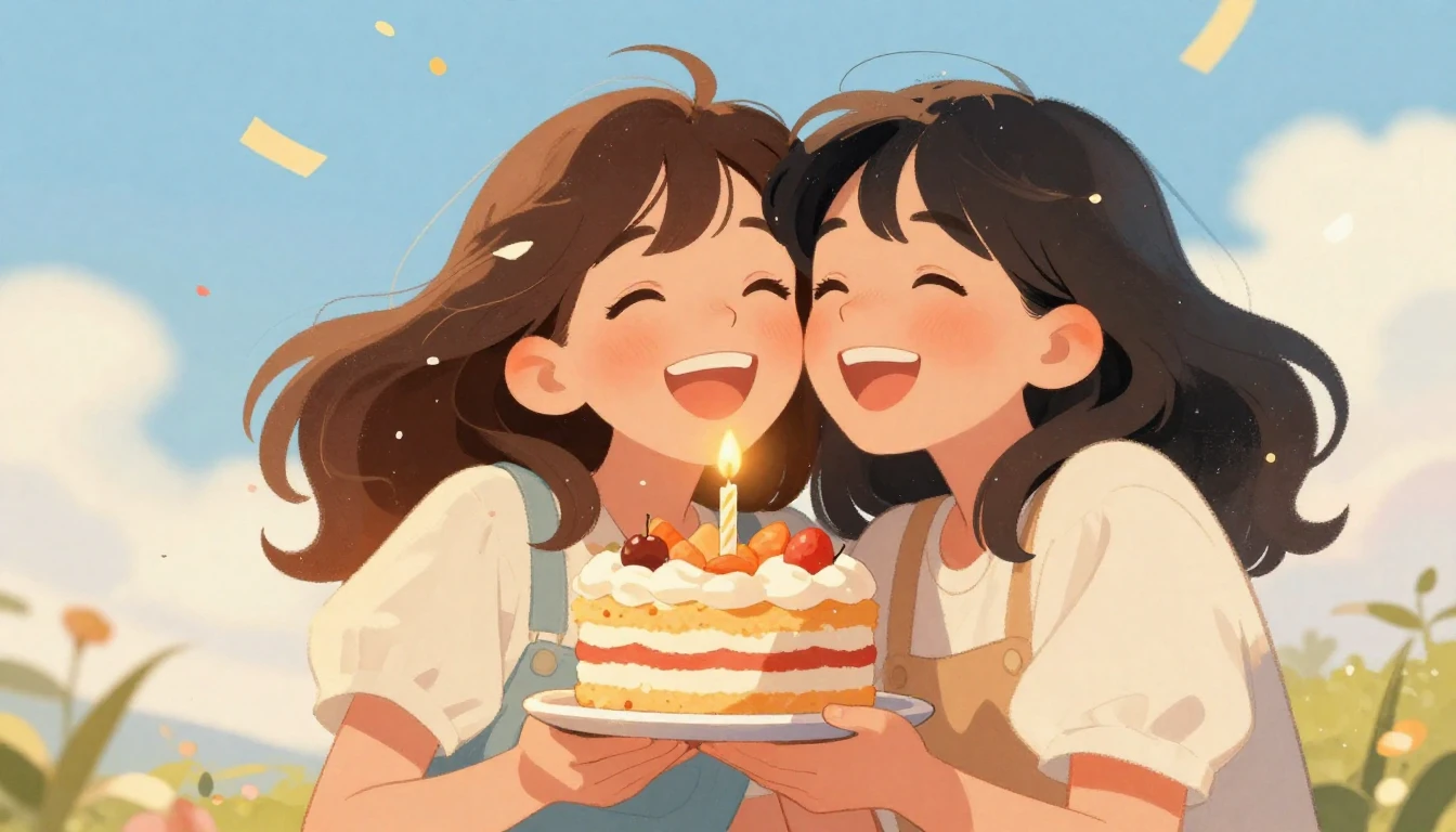 A heartwarming illustration of two best friends hugging and ...