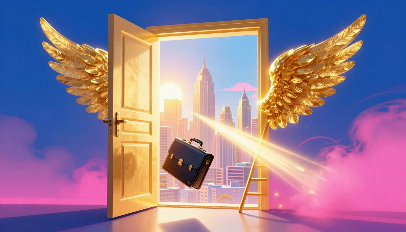 A vibrant digital art composition symbolizing career success...