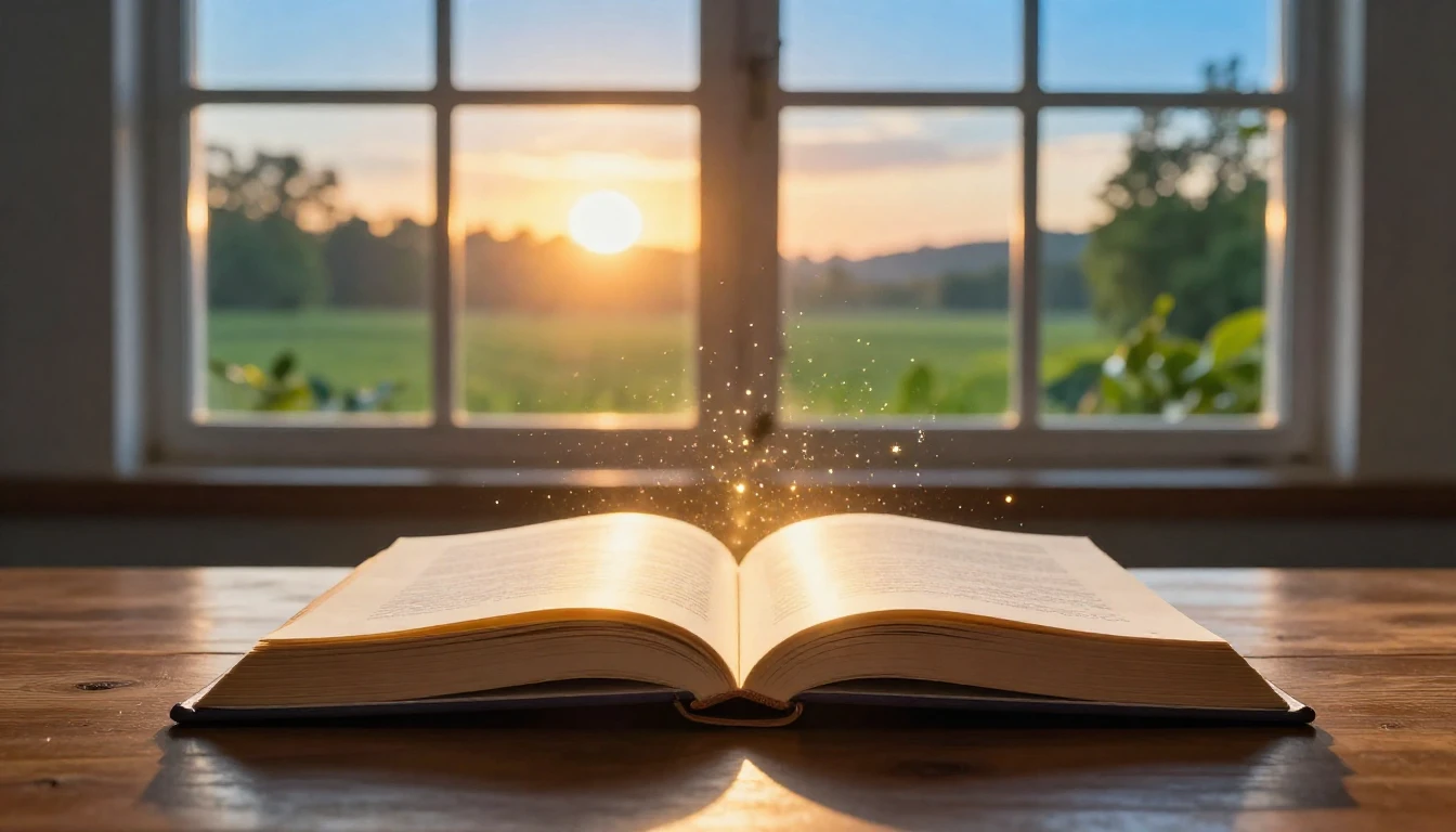 A vibrant scene symbolizing education and growth. A glowing ...