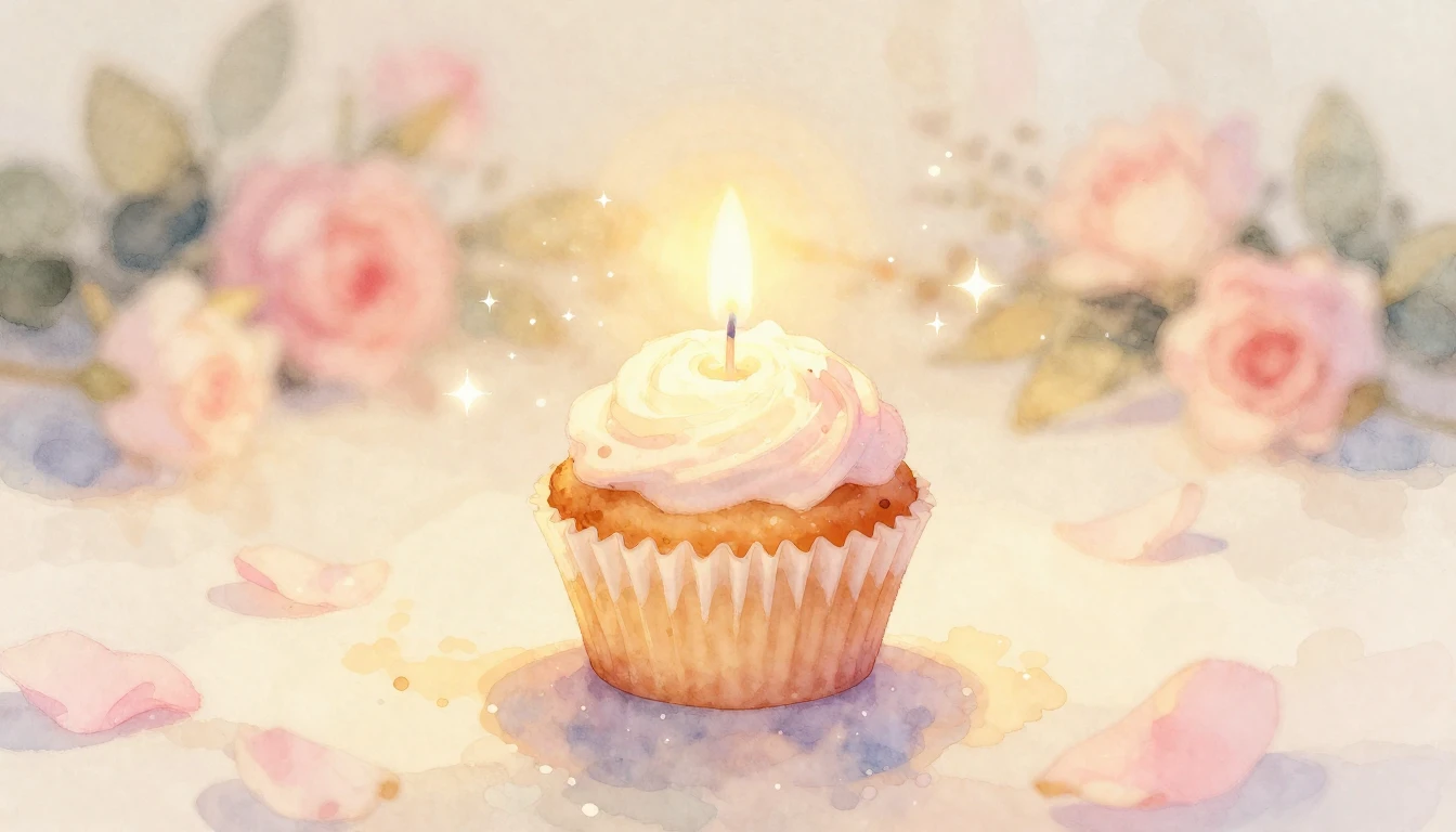 A soft and dreamy watercolor painting of a small, glowing ca...