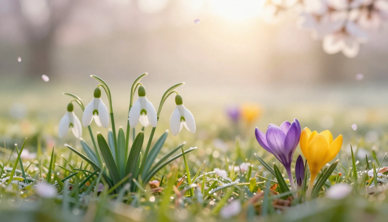 A breathtaking close-up of the first spring flowers, delicat...