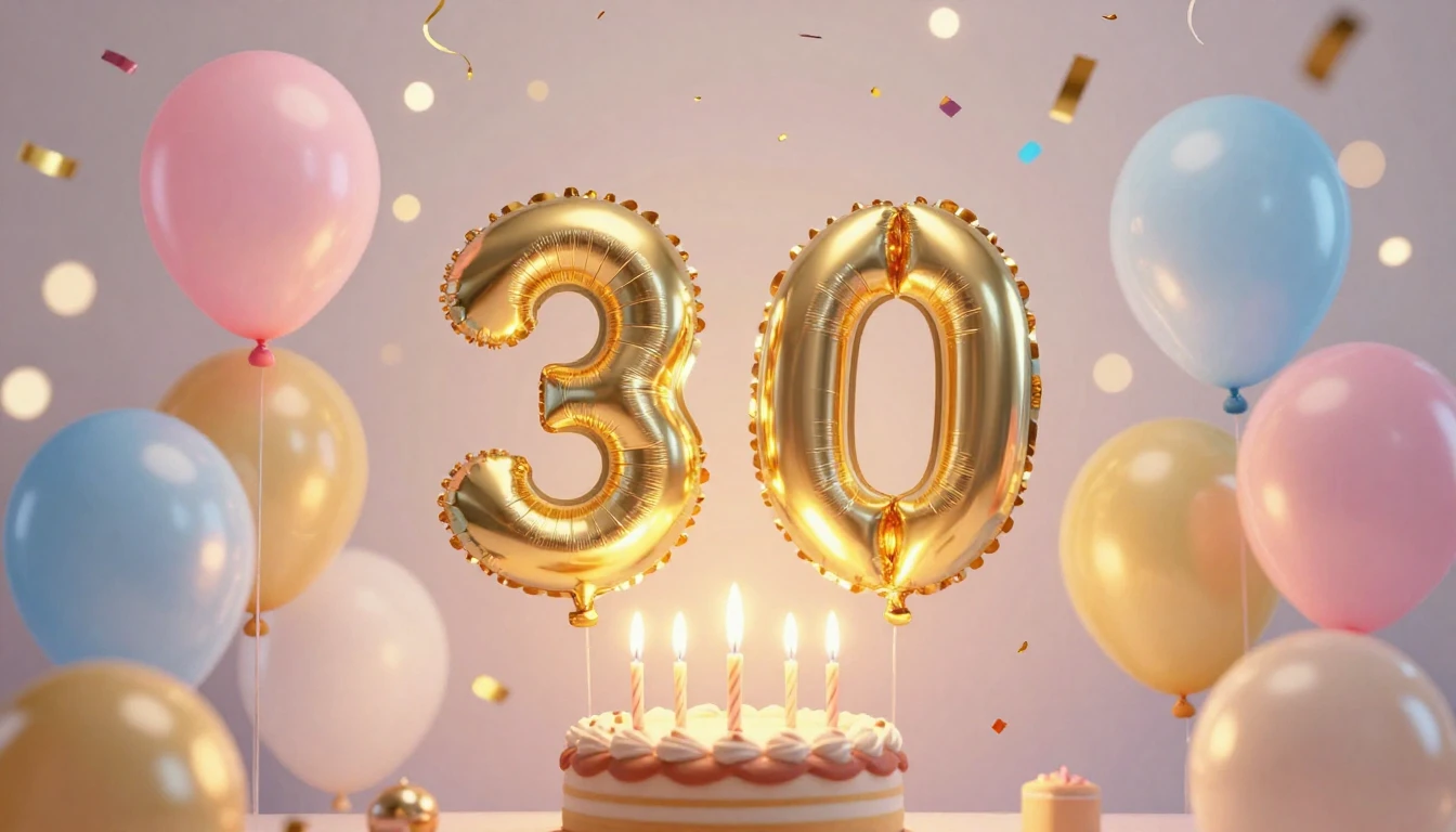 A bright and festive birthday celebration scene, abstract an...