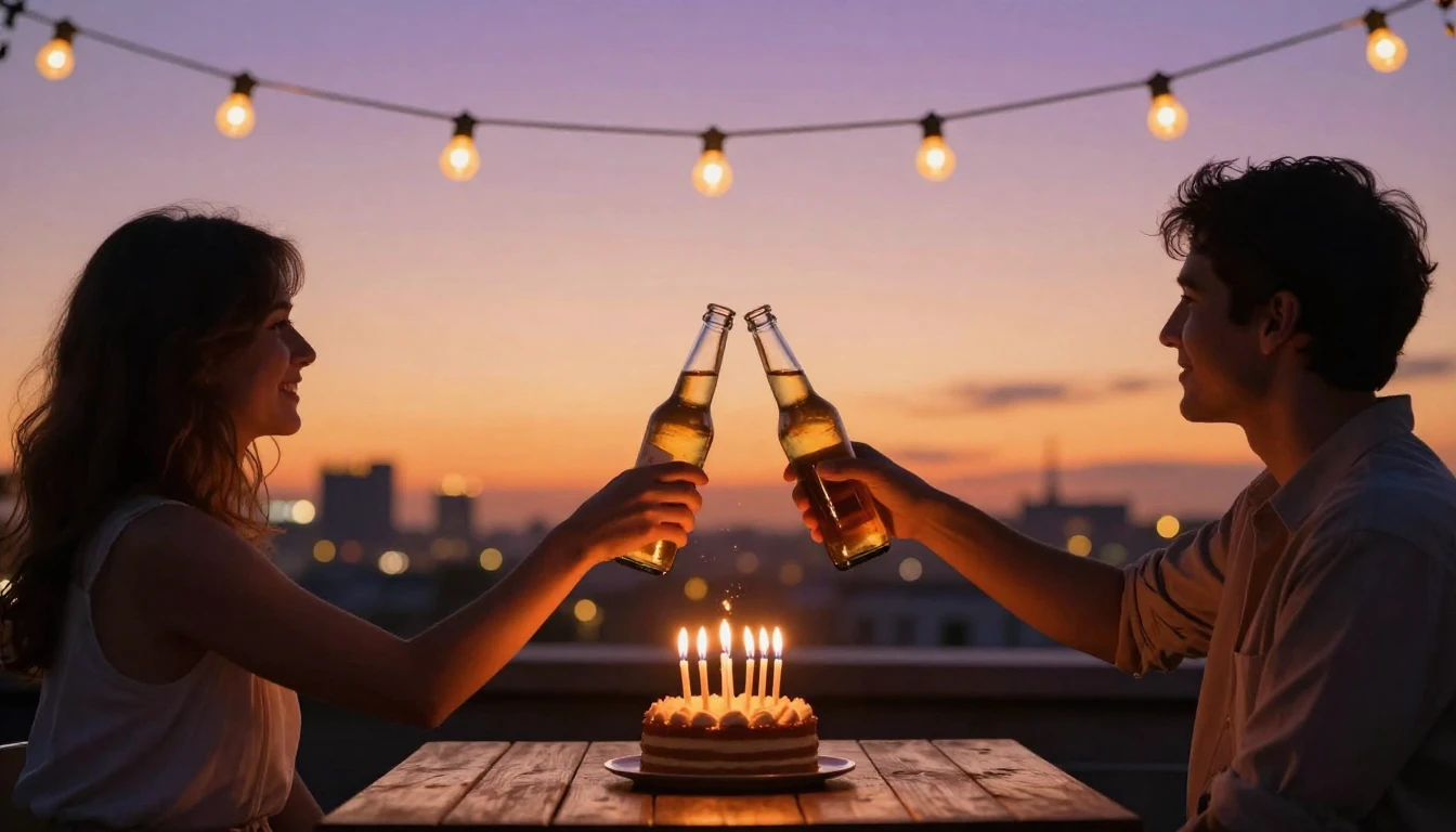 A warm and inviting scene of a birthday celebration on a roo...