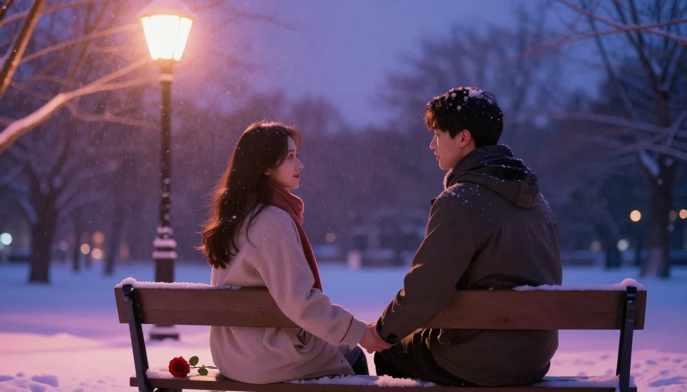 A romantic and intimate scene of a couple holding hands on a...