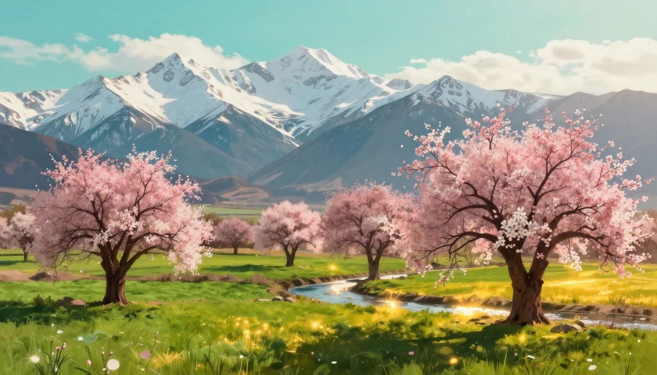 A breathtaking landscape representing the arrival of spring ...