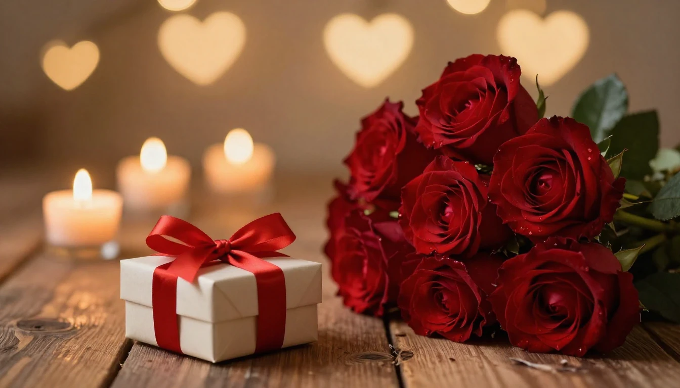 A romantic and intimate composition focusing on Valentine's ...