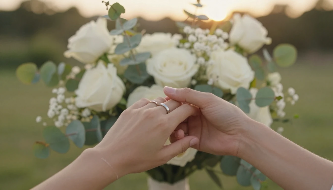 A romantic and delicate composition featuring two hands gent...