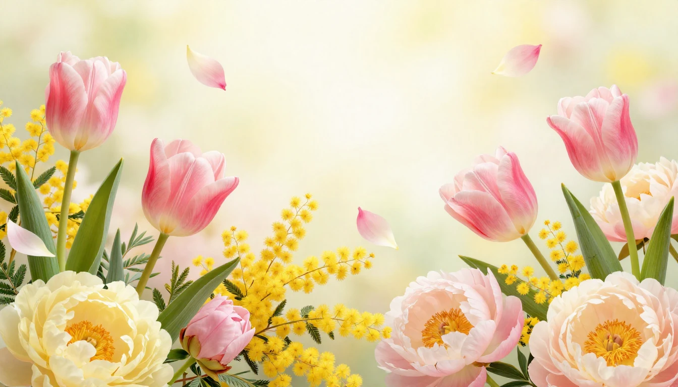 A beautiful and vibrant composition featuring a variety of b...