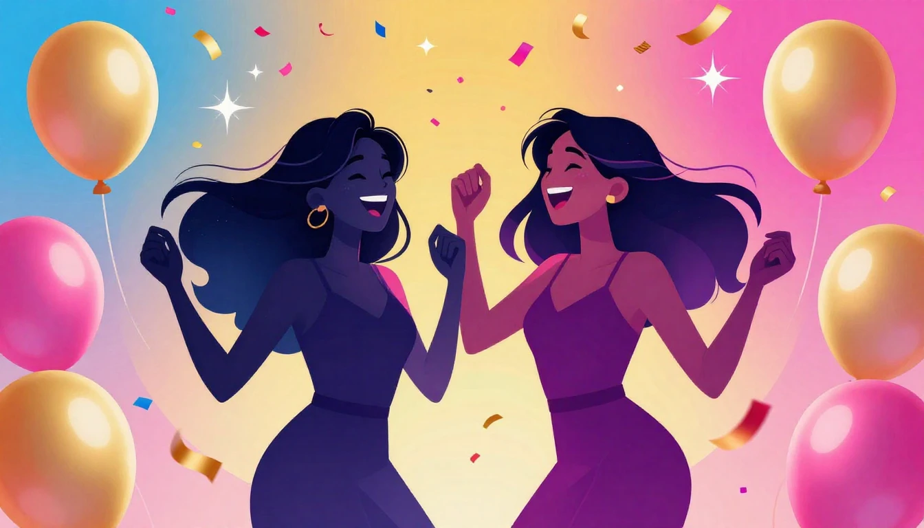 A vibrant digital art illustration of a birthday celebration...