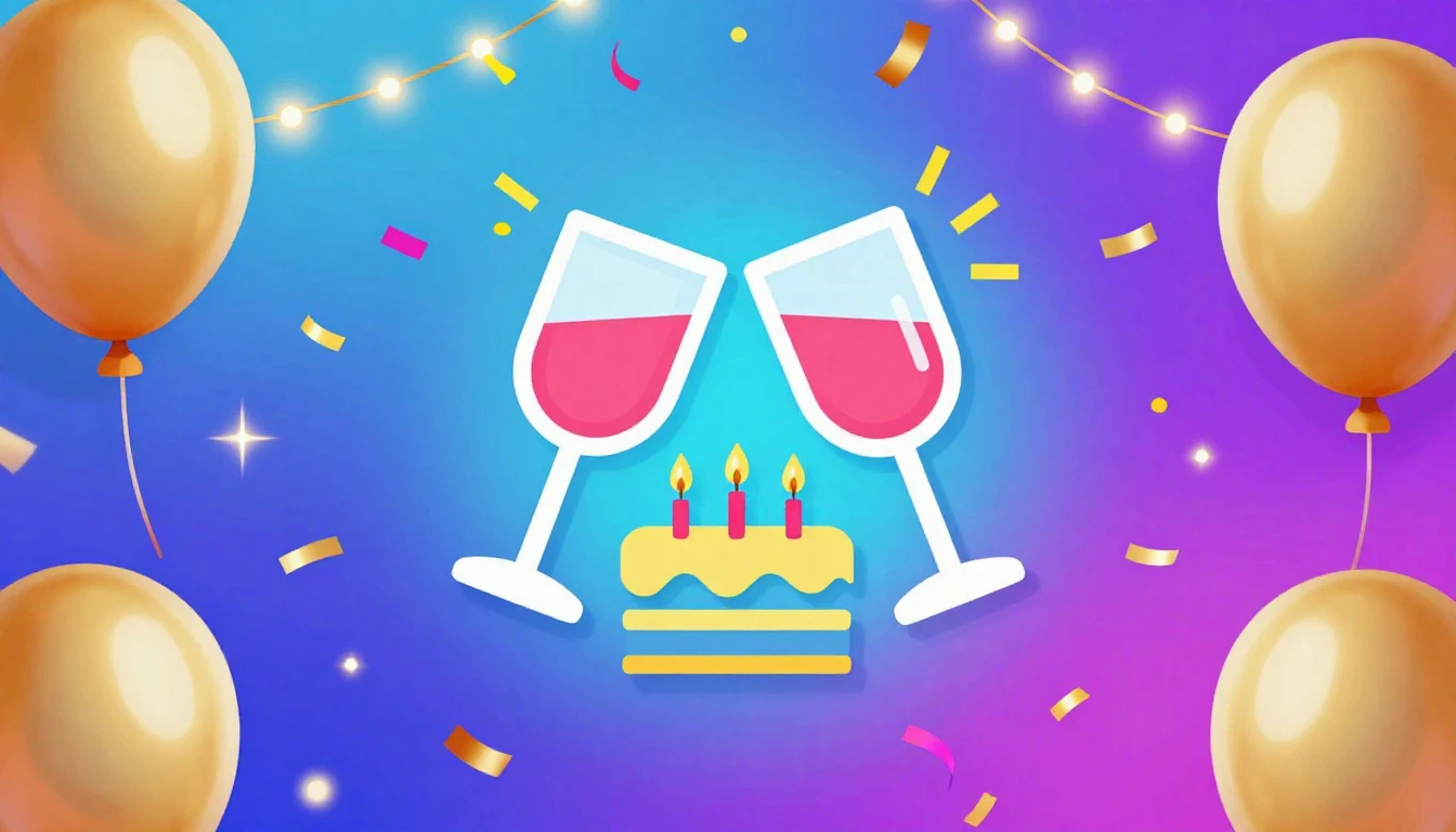 A vibrant and festive digital art illustration for a birthda...