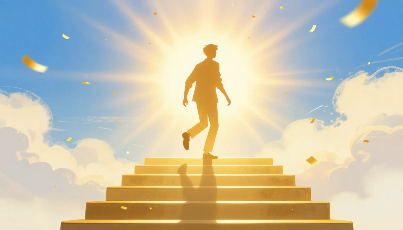 A bright and uplifting illustration symbolizing career succe...