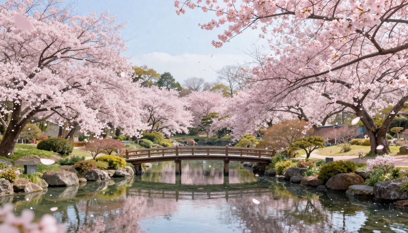 A breathtaking landscape of a tranquil Japanese garden durin...