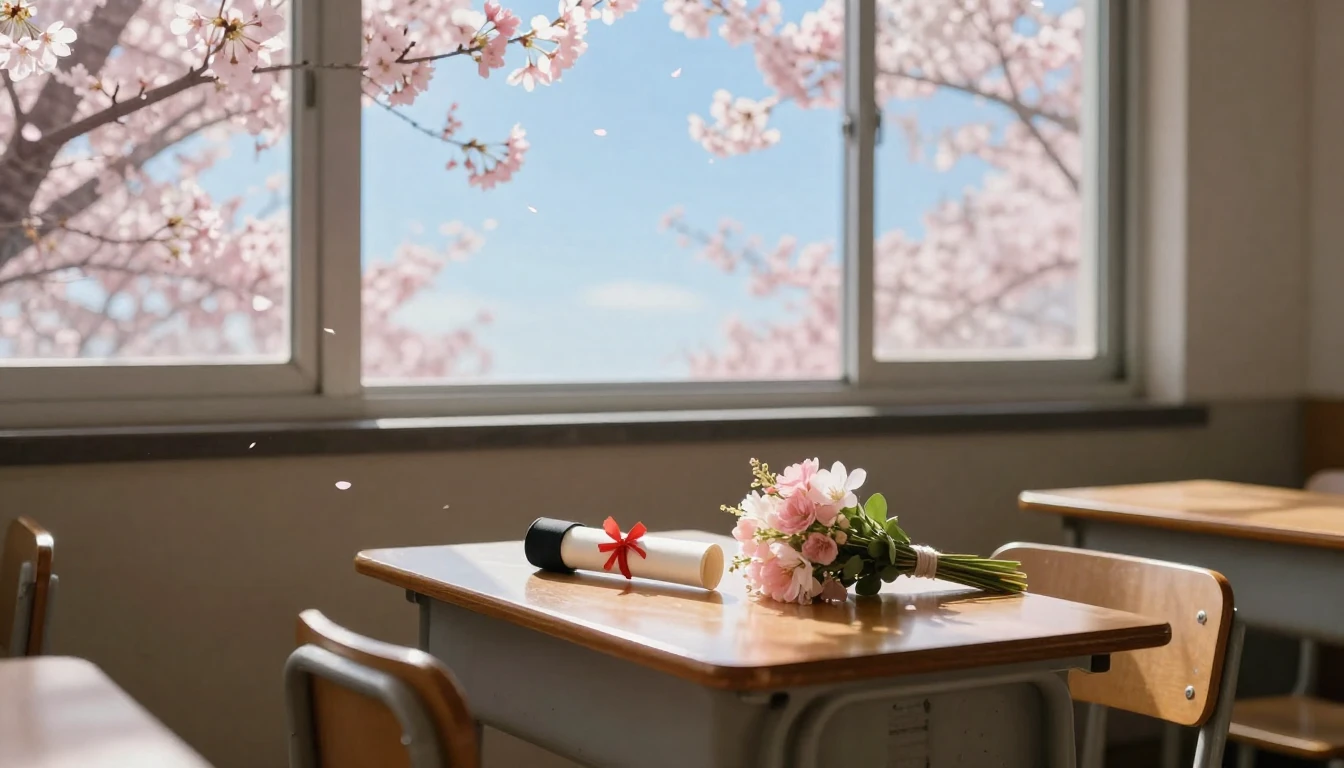 A nostalgic and emotional scene inside an empty classroom du...