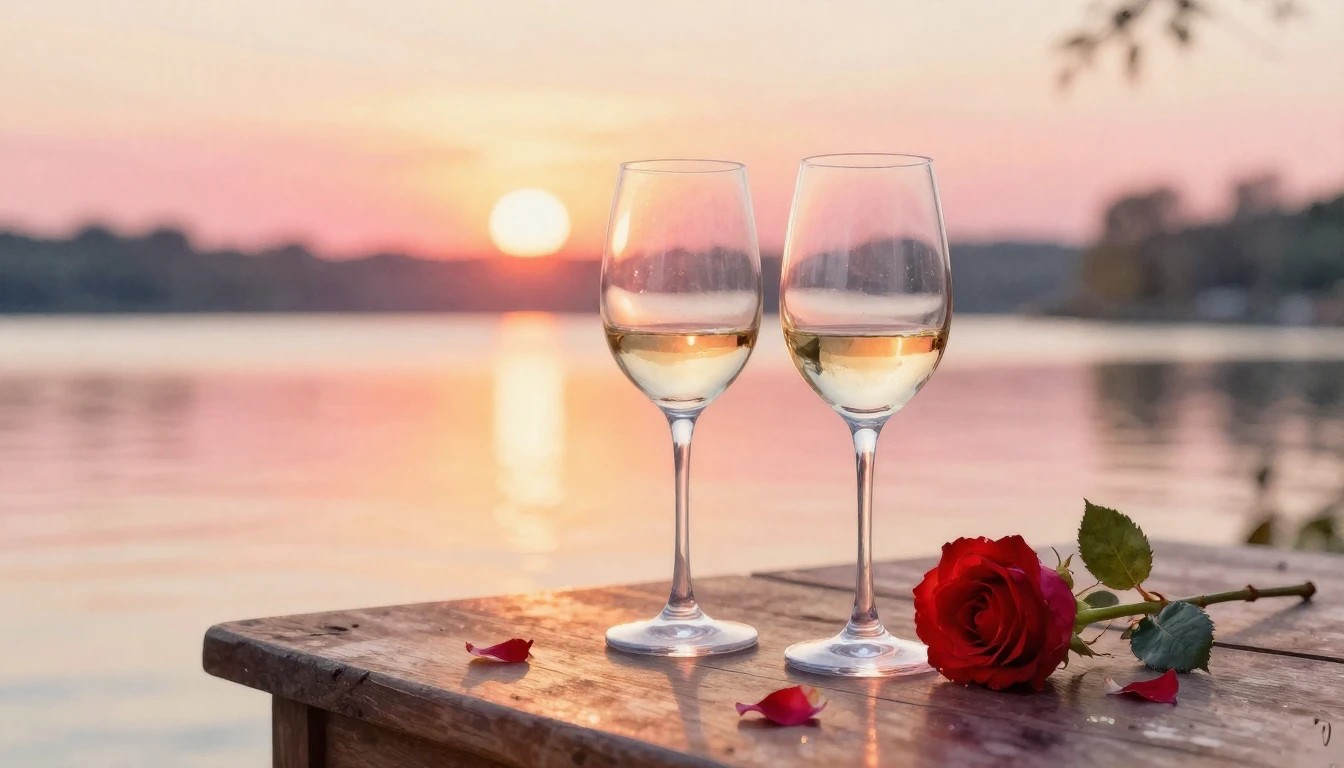 A beautiful watercolor painting of two elegant wine glasses ...