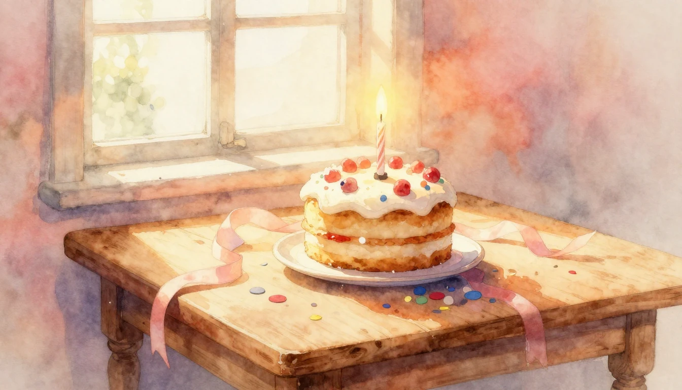 A soft watercolor painting of a cozy festive scene. A rustic...