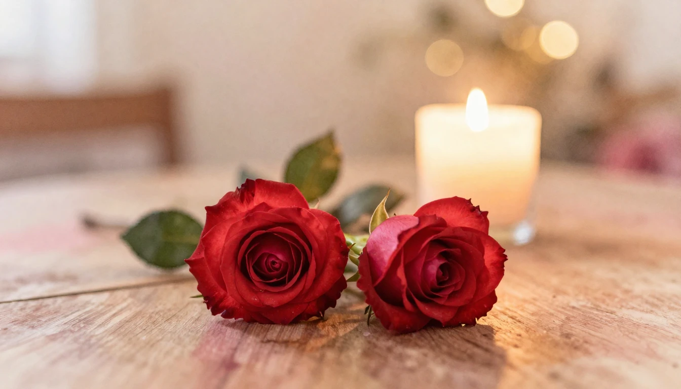 A beautiful watercolor painting of two delicate red roses ly...