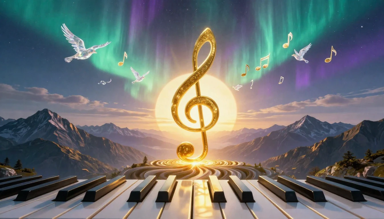 A surreal and majestic landscape representing the concept of...