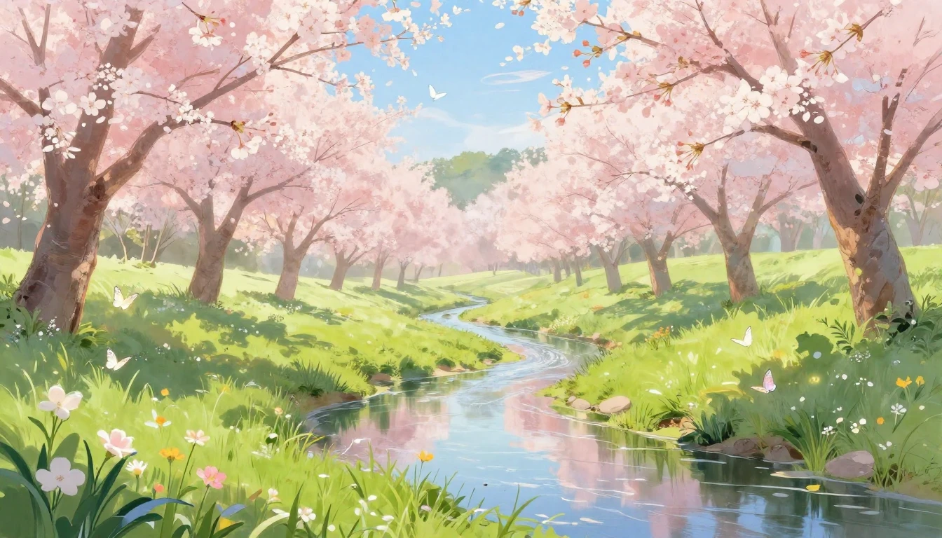 A beautiful landscape capturing the essence of spring. Soft ...