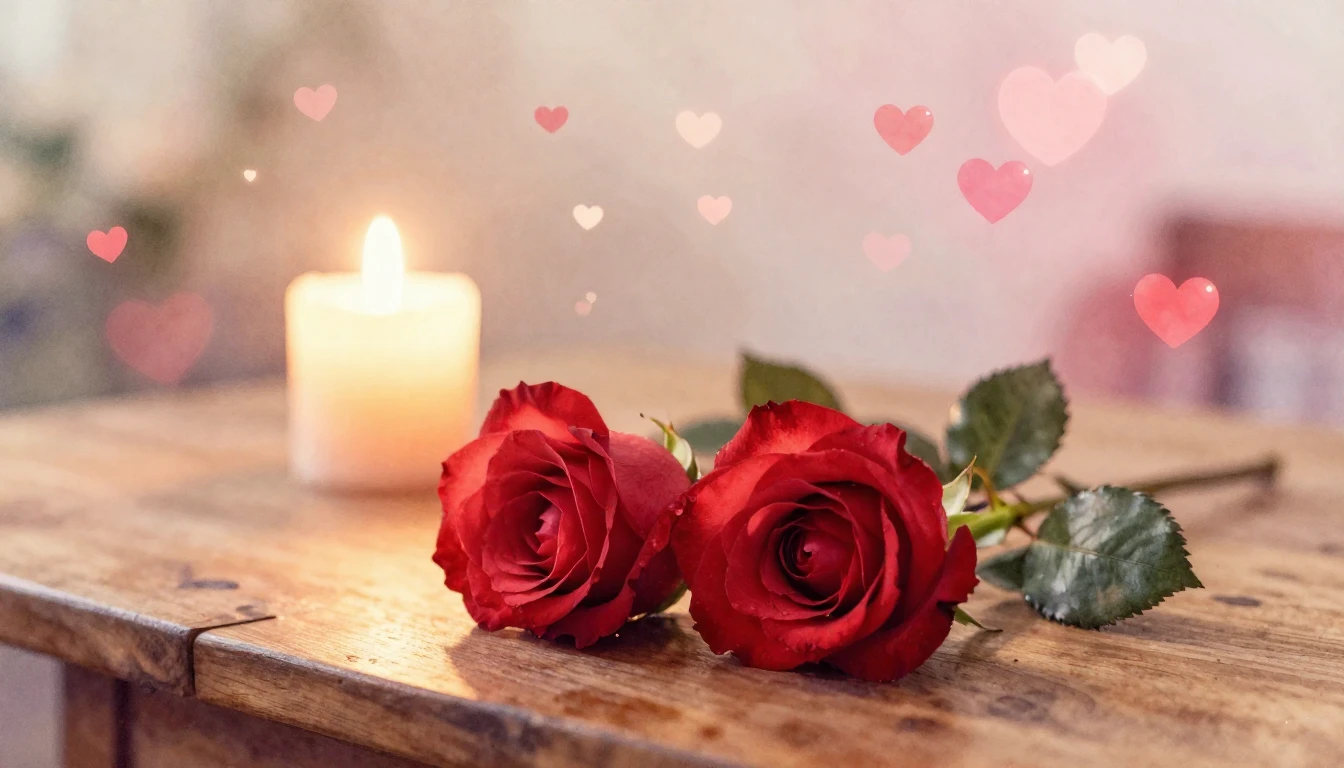 A dreamy watercolor painting of two delicate red roses inter...