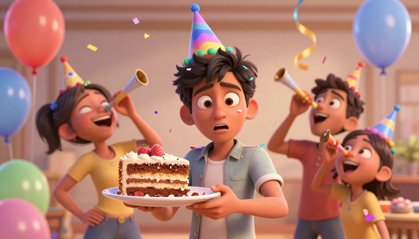 A funny and vibrant 3D animated scene in the style of Pixar ...