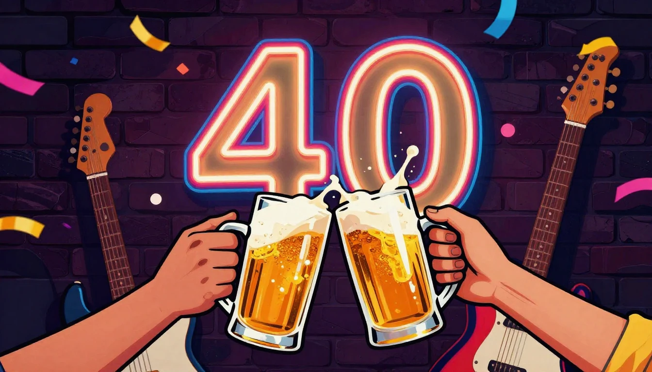 A vibrant and energetic party scene celebrating a 40th birth...