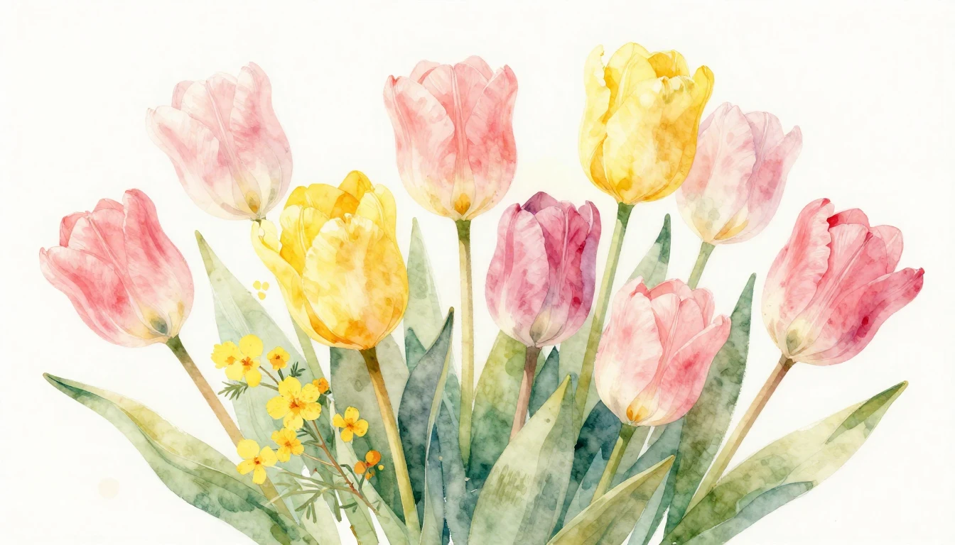 A beautiful watercolor painting of blooming spring flowers l...