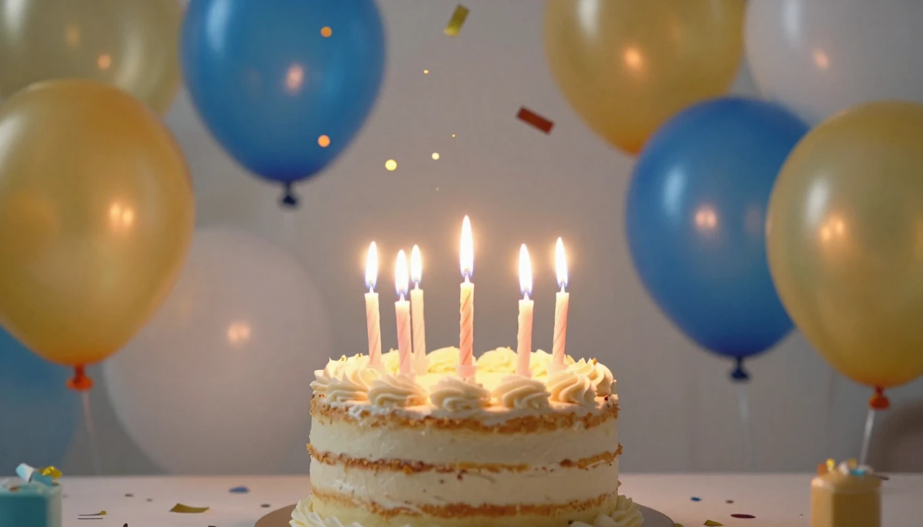 A vibrant and festive birthday celebration scene, centered a...