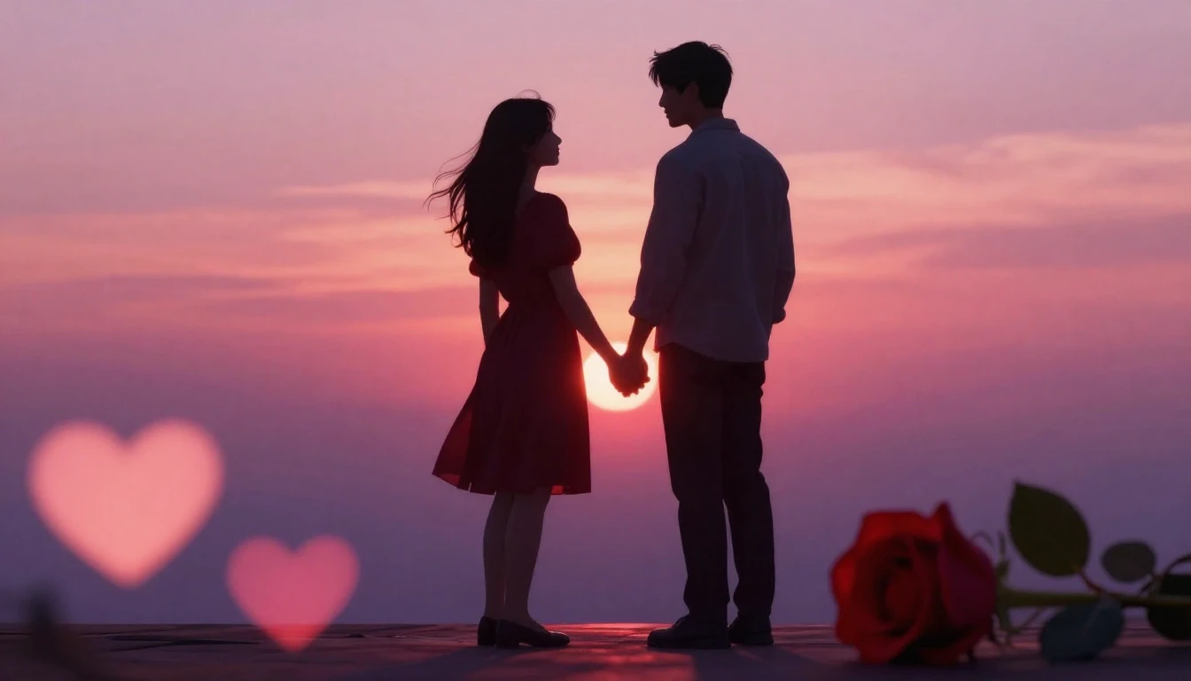 A romantic and emotional composition representing Valentine'...