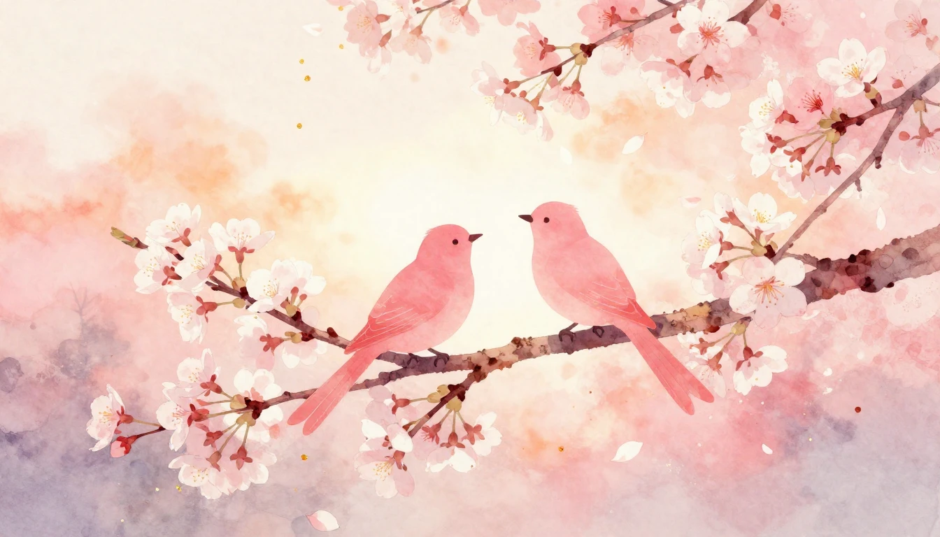A beautiful and delicate watercolor painting depicting two s...