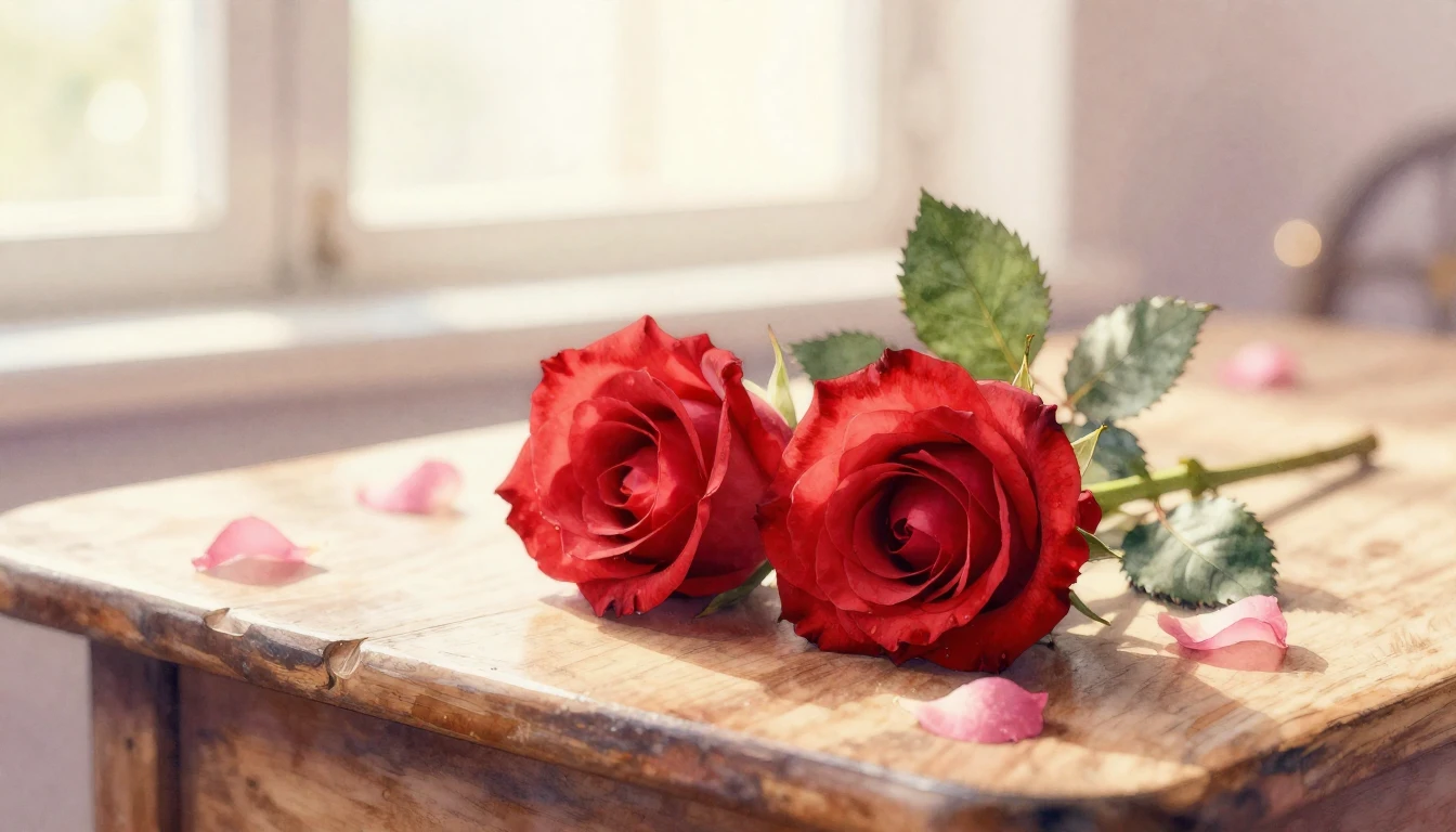 A beautiful and delicate watercolor painting of two intertwi...