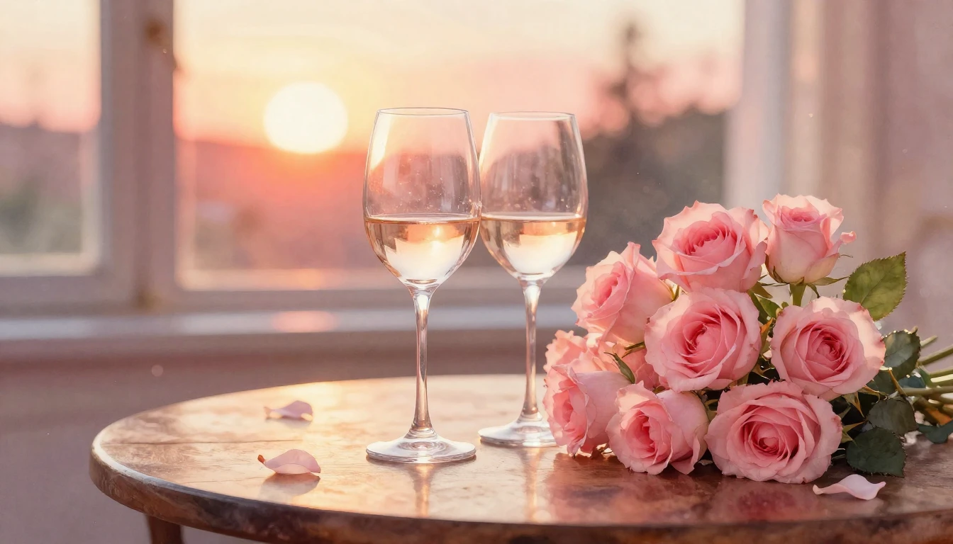 A beautiful watercolor painting of two elegant wine glasses ...