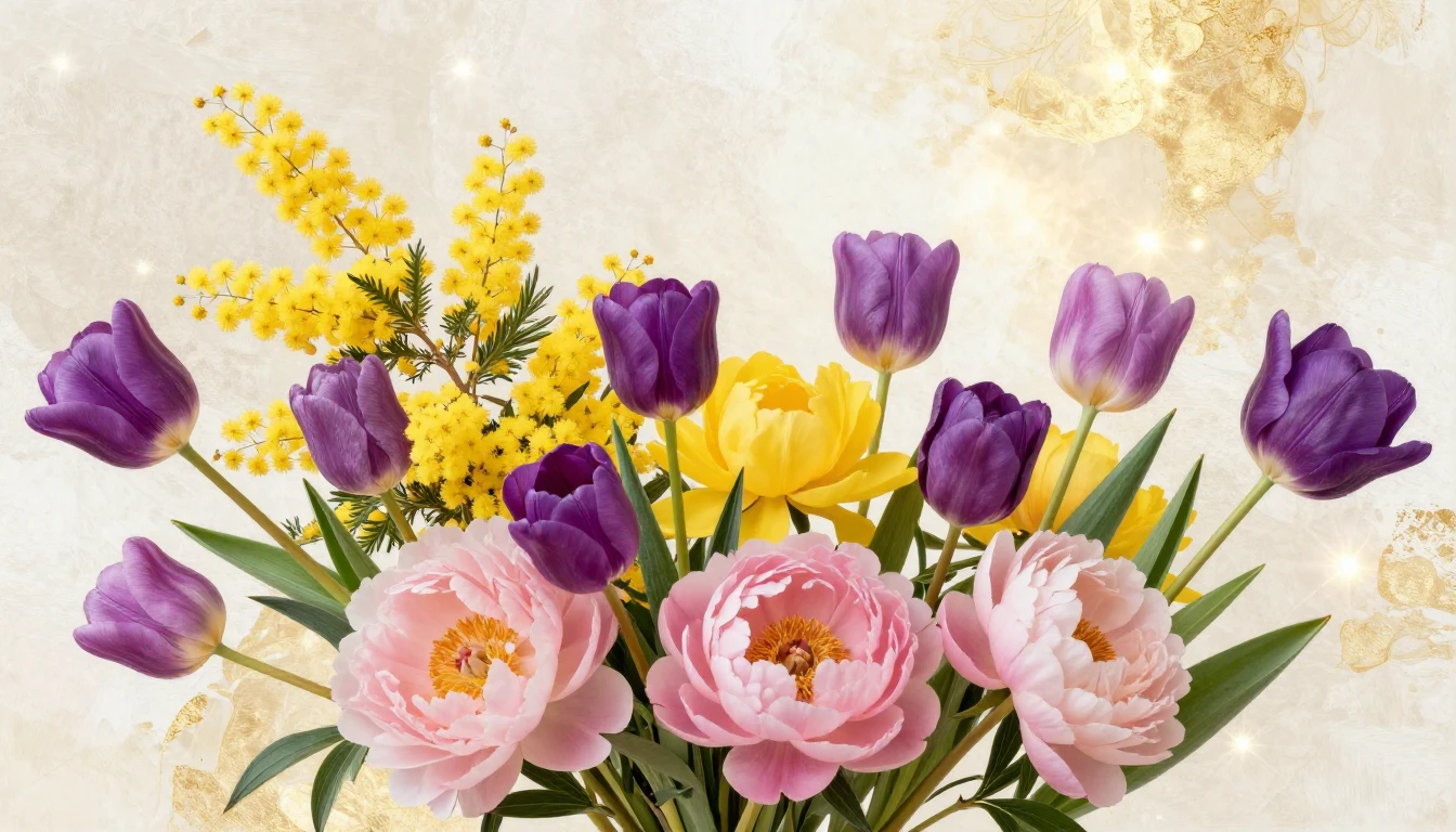 A vibrant and artistic composition featuring a variety of bl...