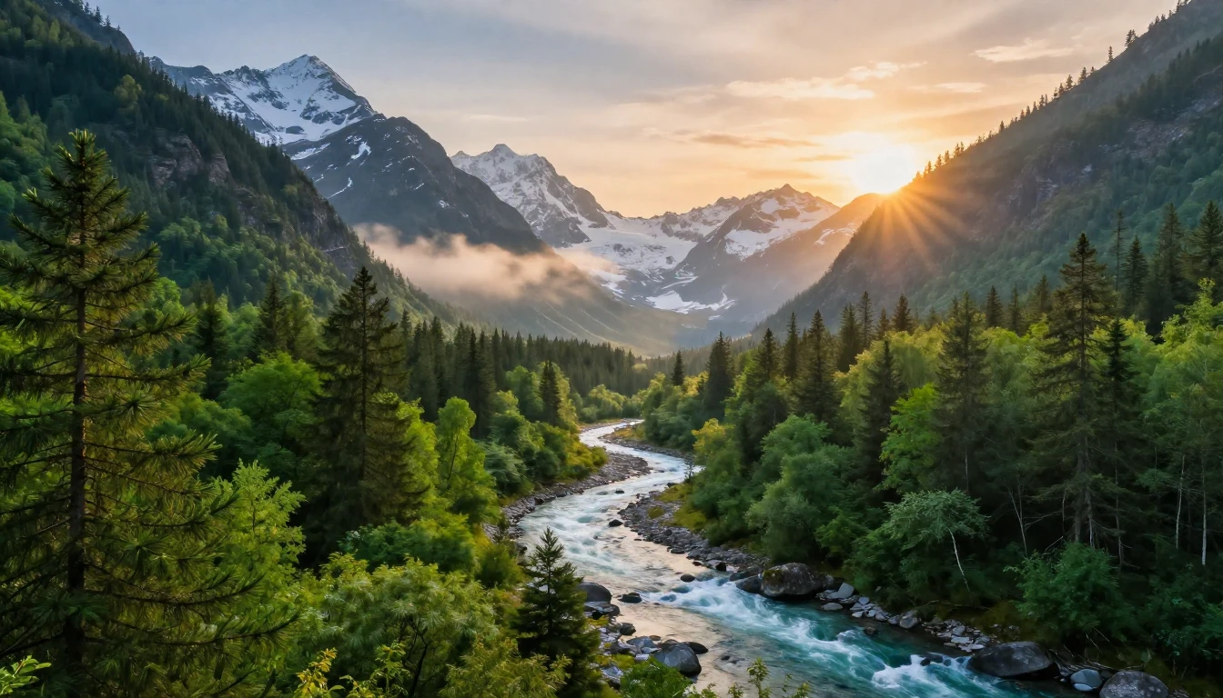 A breathtaking panoramic view of a deep valley surrounded by...