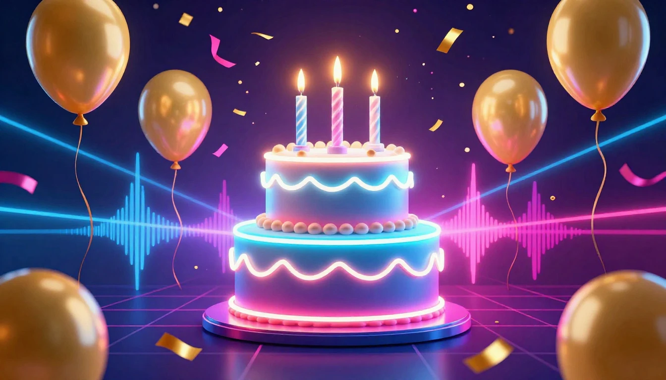 A vibrant and festive album cover design featuring a modern,...