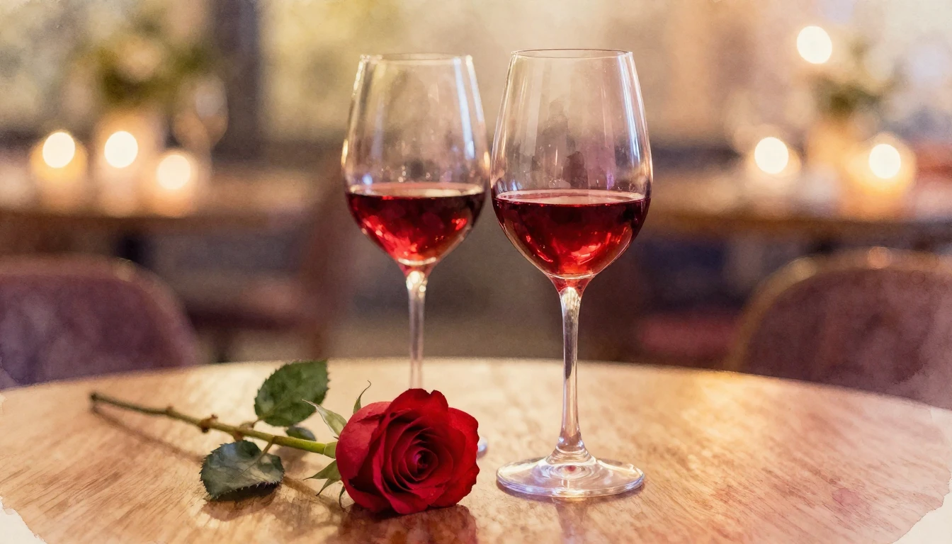 A beautiful watercolor painting of two elegant wine glasses ...