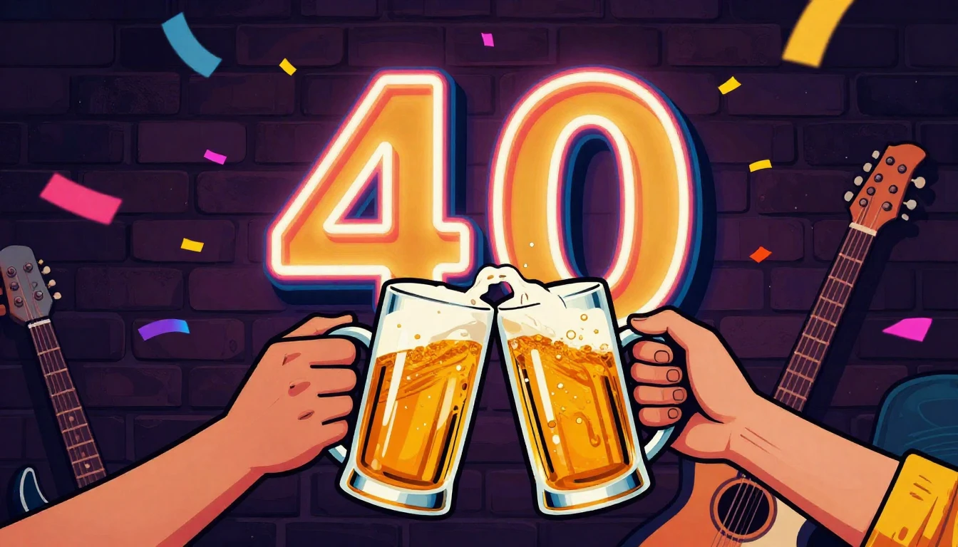 A vibrant and energetic party scene celebrating a 40th birth...