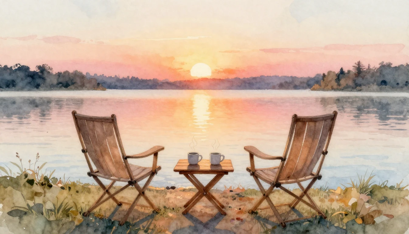 A beautiful watercolor painting depicting two empty chairs f...