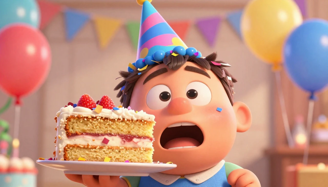 A vibrant and humorous 3D animated close-up shot in the styl...
