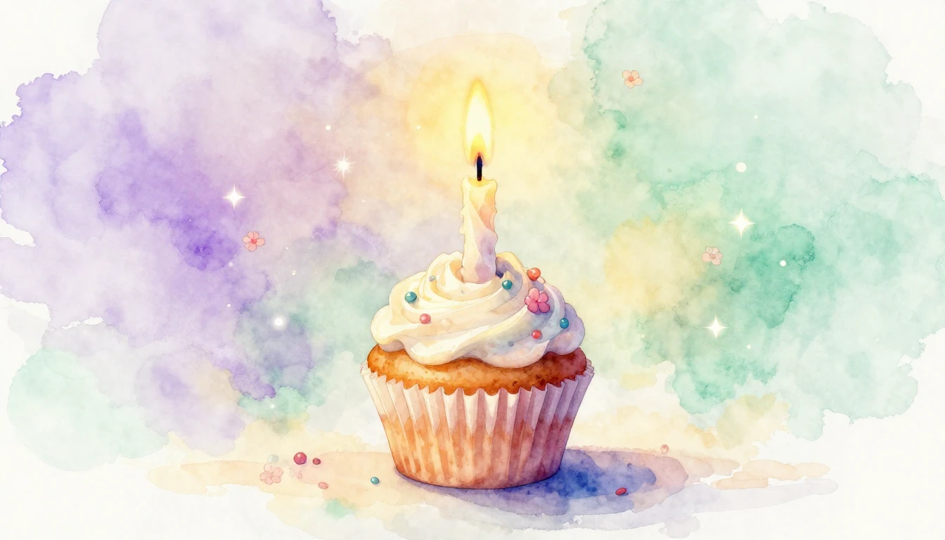 A beautiful watercolor painting of a single lit candle on a ...