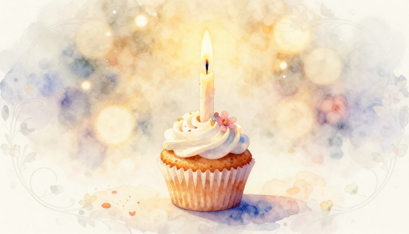 A serene and elegant watercolor painting of a single lit can...