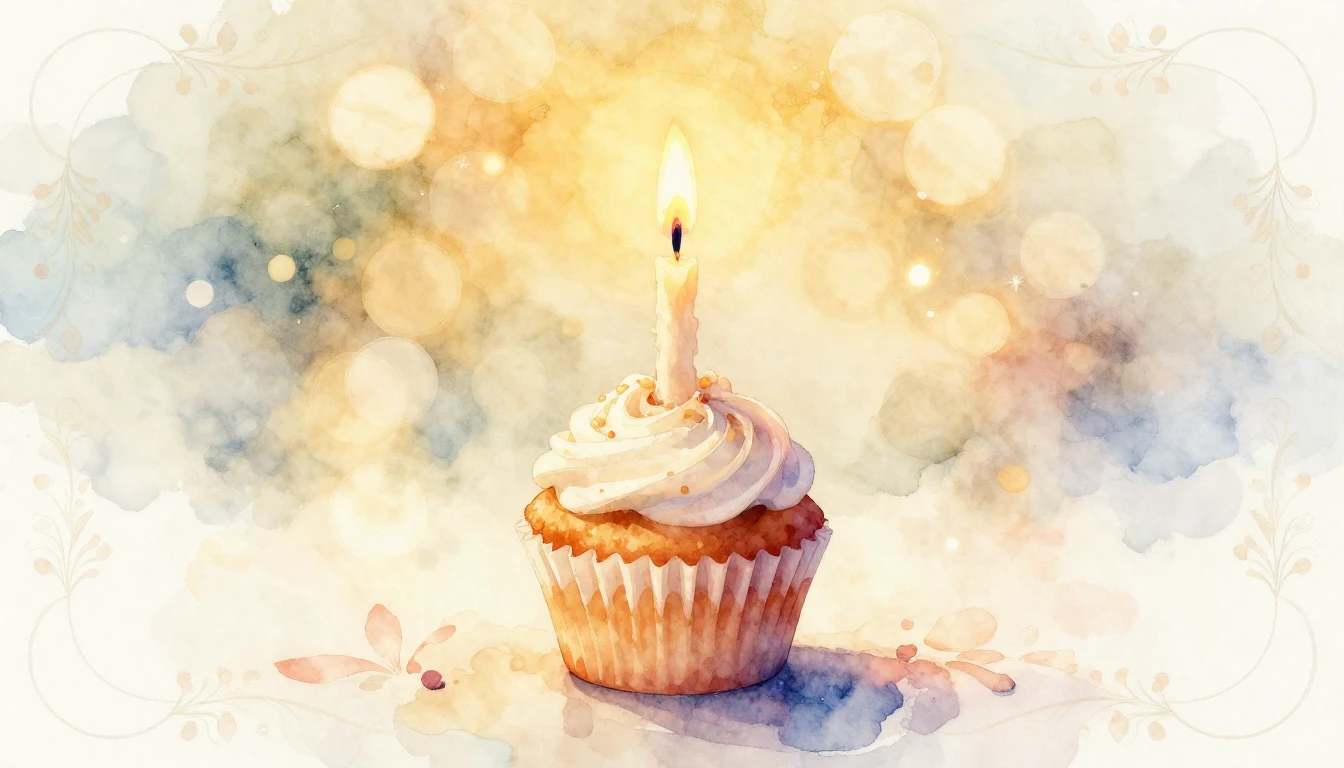 A serene and elegant watercolor painting of a single lit can...