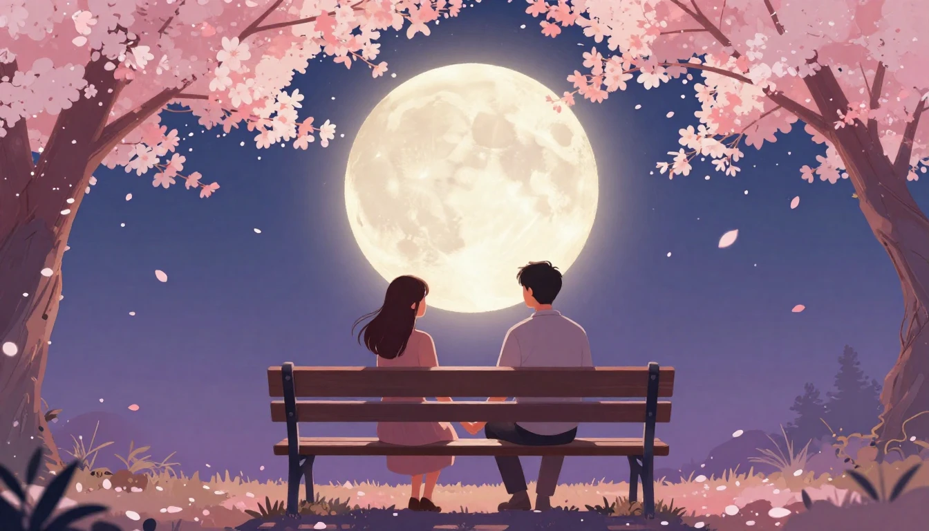 A romantic artistic illustration of a couple holding hands o...