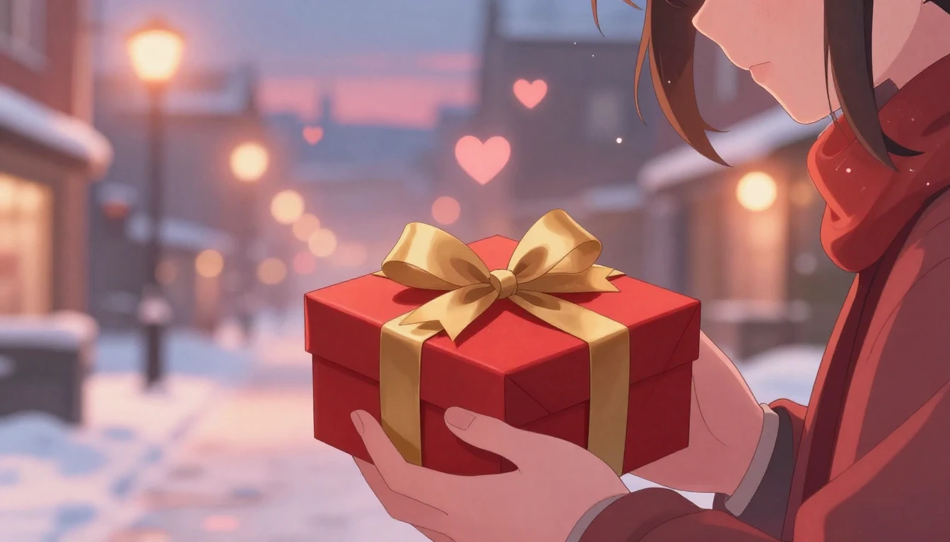 A romantic high-quality anime illustration for a Valentine's...